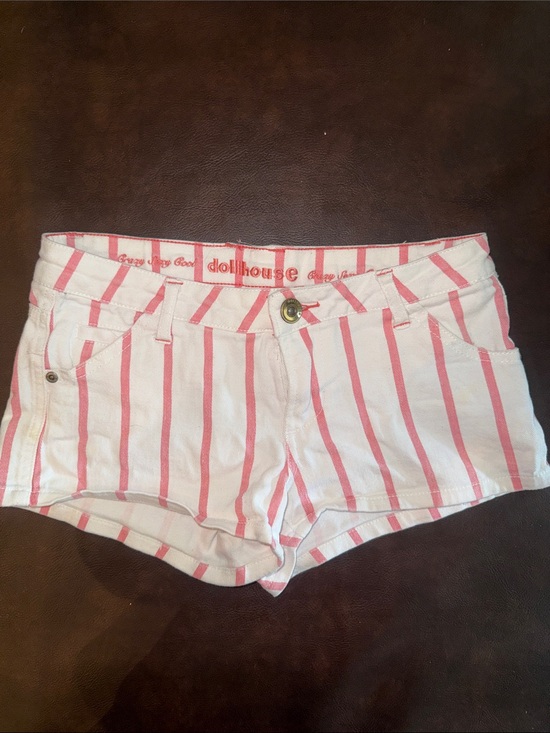 Dollhouse Pants - Dollhouse White Shorts with Pink Vertical Stripes